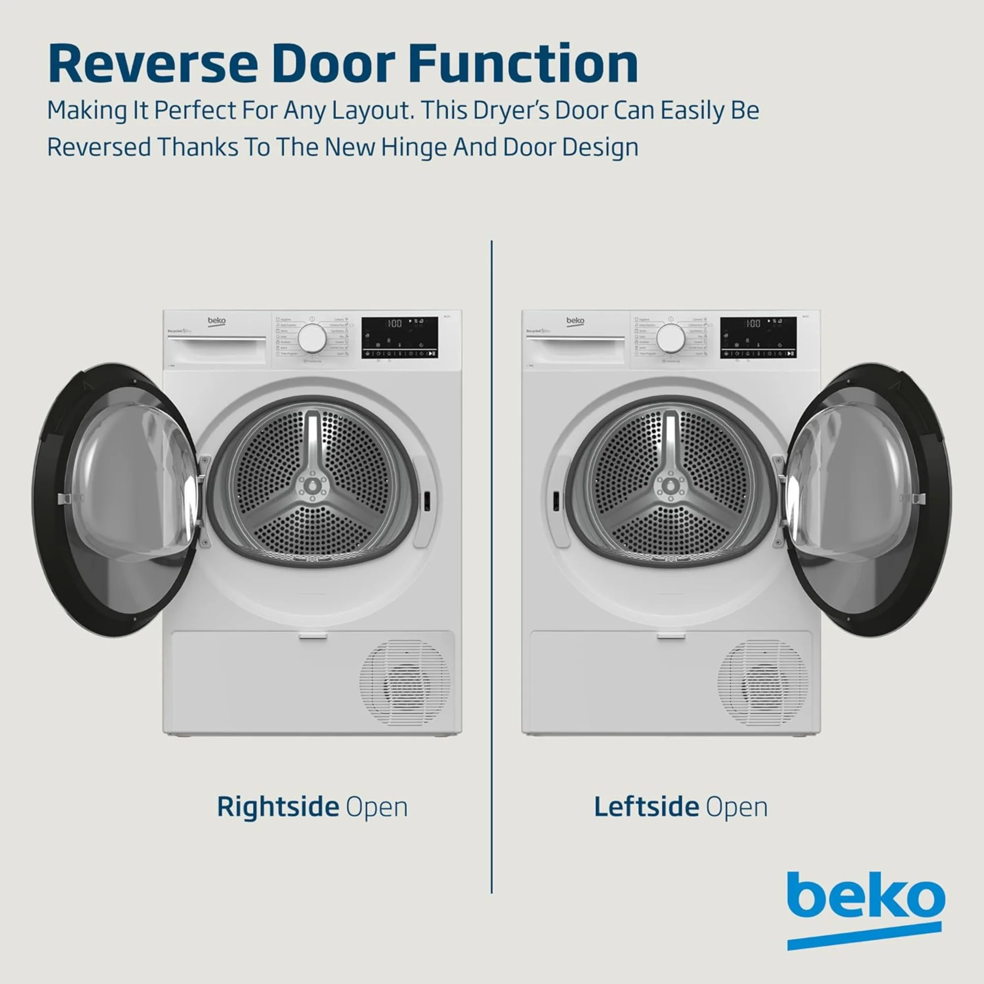Beko Condenser Tumble Dryer 9 kg – AquaWave Sensor Drying & 15 Programmes DC9W - Image 3
