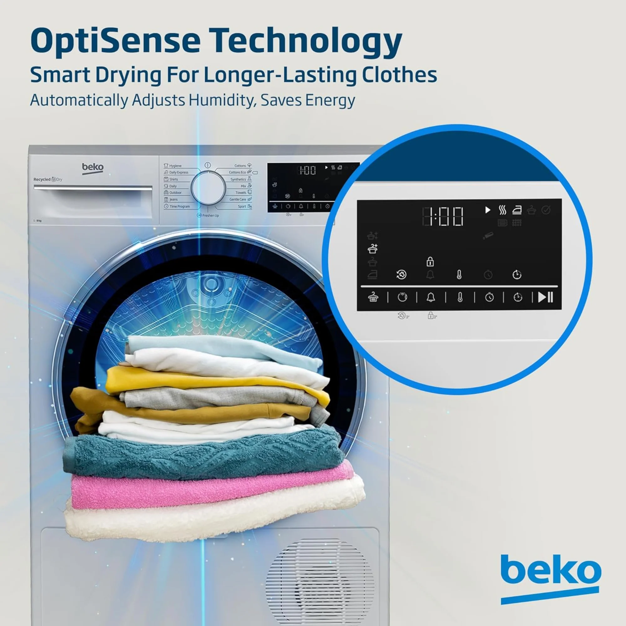 Beko Condenser Tumble Dryer 9 kg – AquaWave Sensor Drying & 15 Programmes DC9W - Image 6