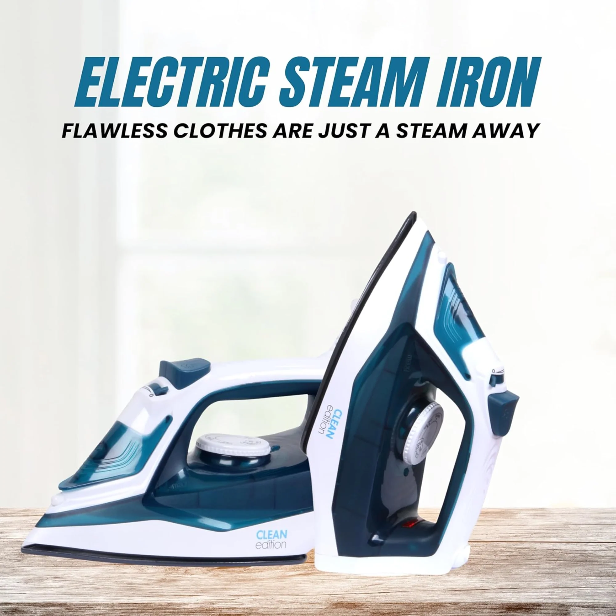 CLEAN Edition Steam Iron 2200W – Spray Function Ceramic Soleplate Adjustable Steam Self Clean - Image 4
