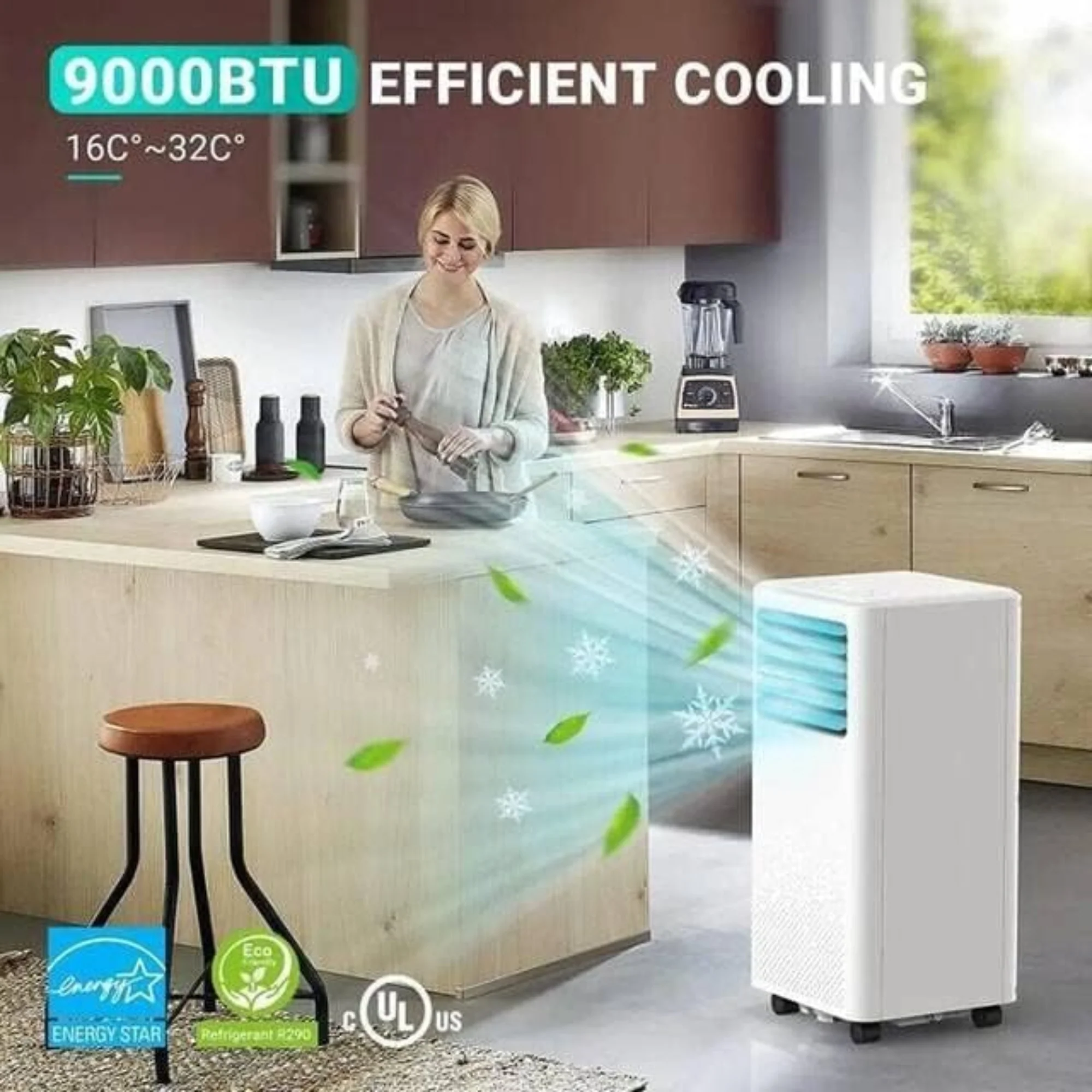 Dalmo 3-in-1 Portable Air Conditioner 9000BTU – Cooling Dehumidifier Fan Mode Digital Control Casters - Image 5