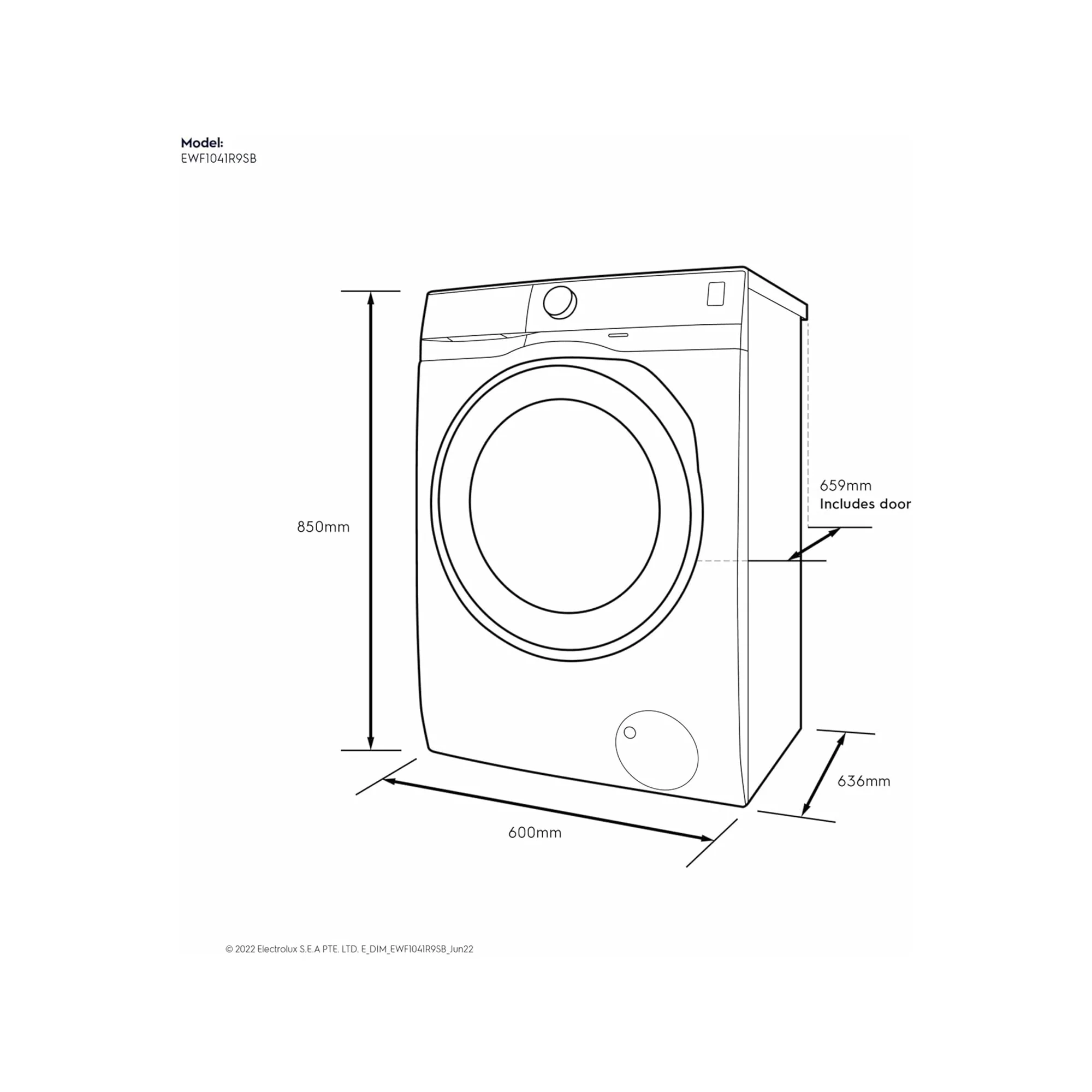 Electrolux 10 kg Front Load Washing Machine – 1400 RPM EcoInverter AutoDose SensorWash EWF1041R9SB - Image 3