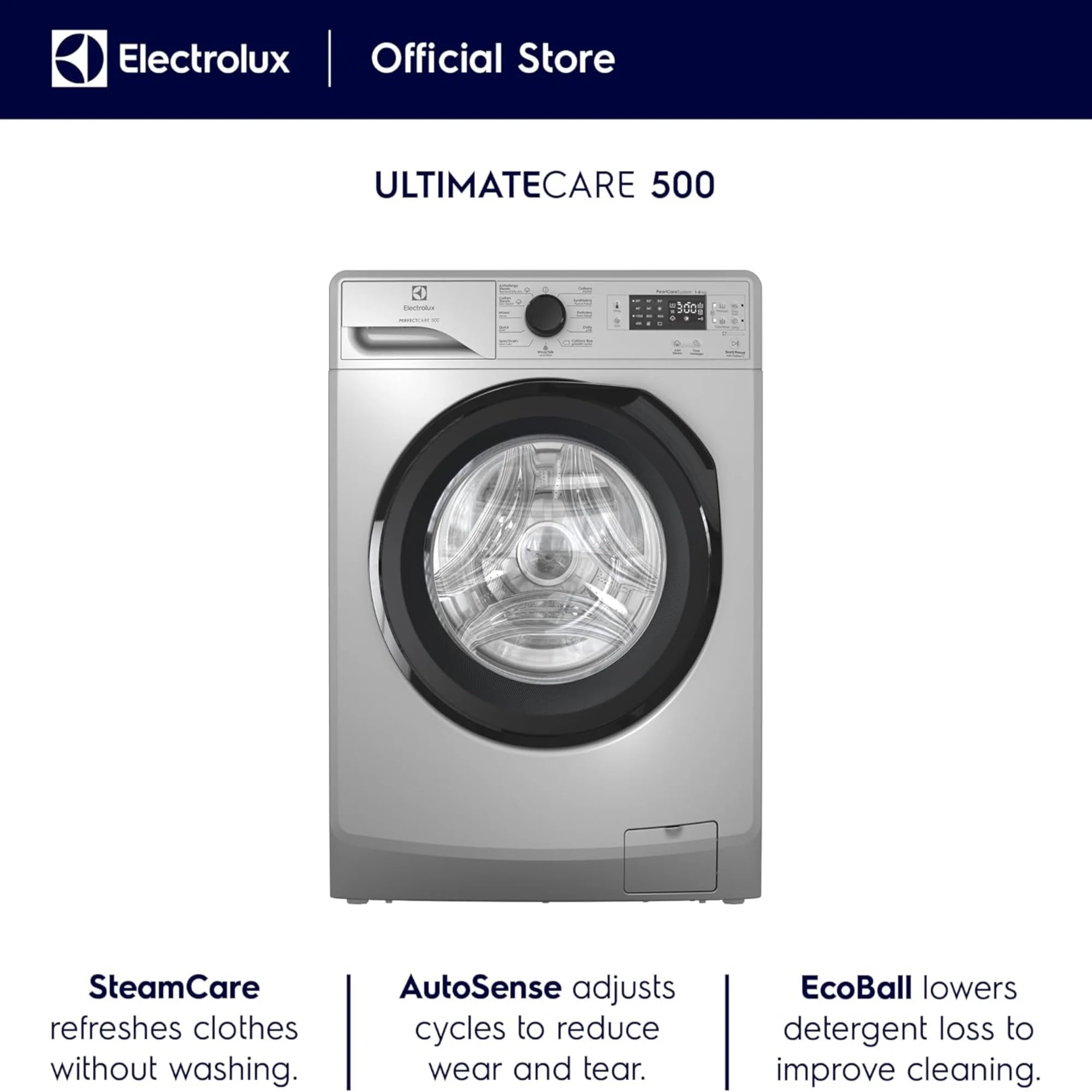 Electrolux 8 kg Front Load Washing Machine – 1200 RPM Inverter Motor SteamCare AutoSense EWF8241SBS - Image 3