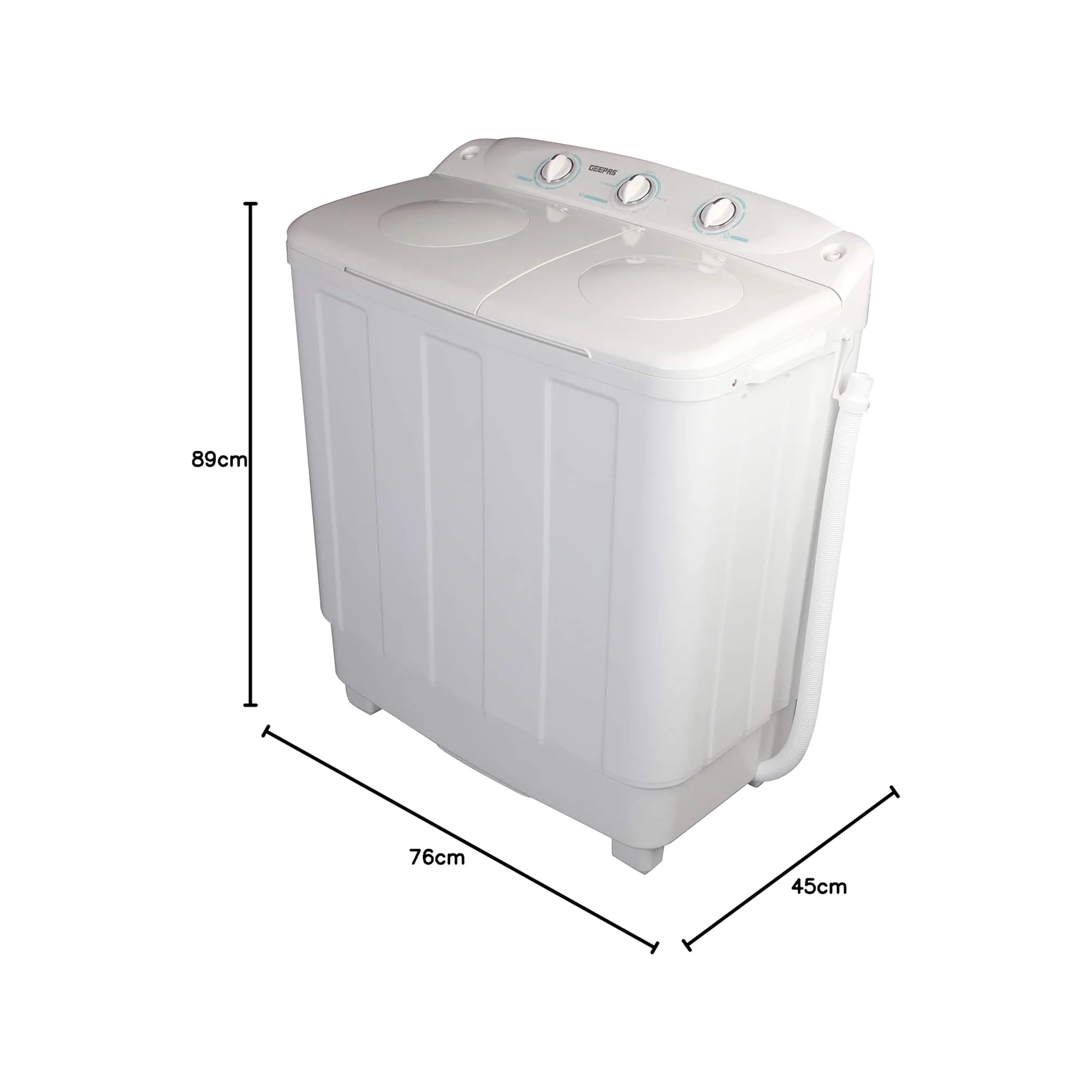Geepas Twin Tub Washing Machine 7.2KG – Semi Automatic Ripple Pulsator Spin Dry GSWM6468 - Image 4