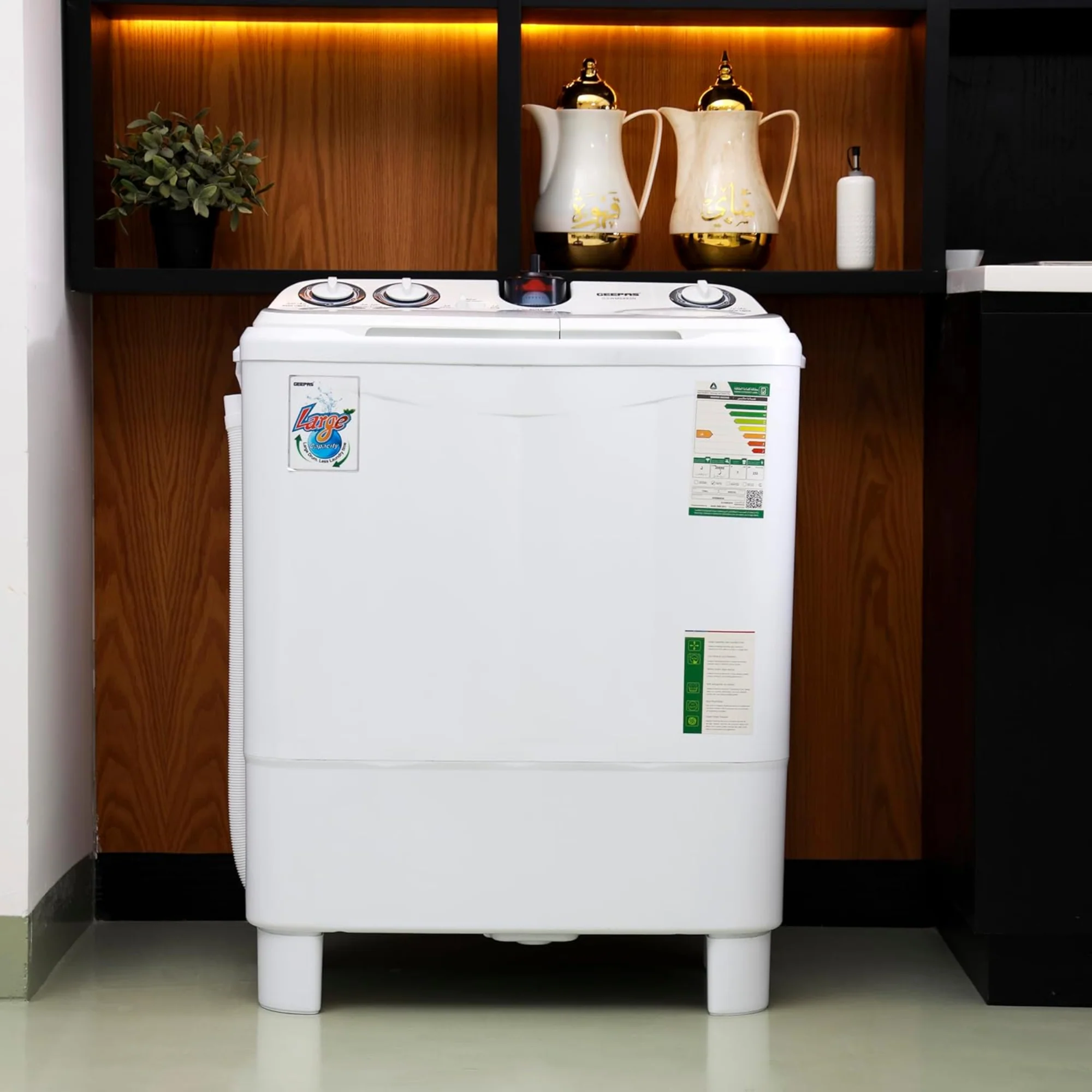 Geepas Twin Tub Washing Machine 7.2KG – Semi Automatic Ripple Pulsator Spin Dry GSWM6468 - Image 7