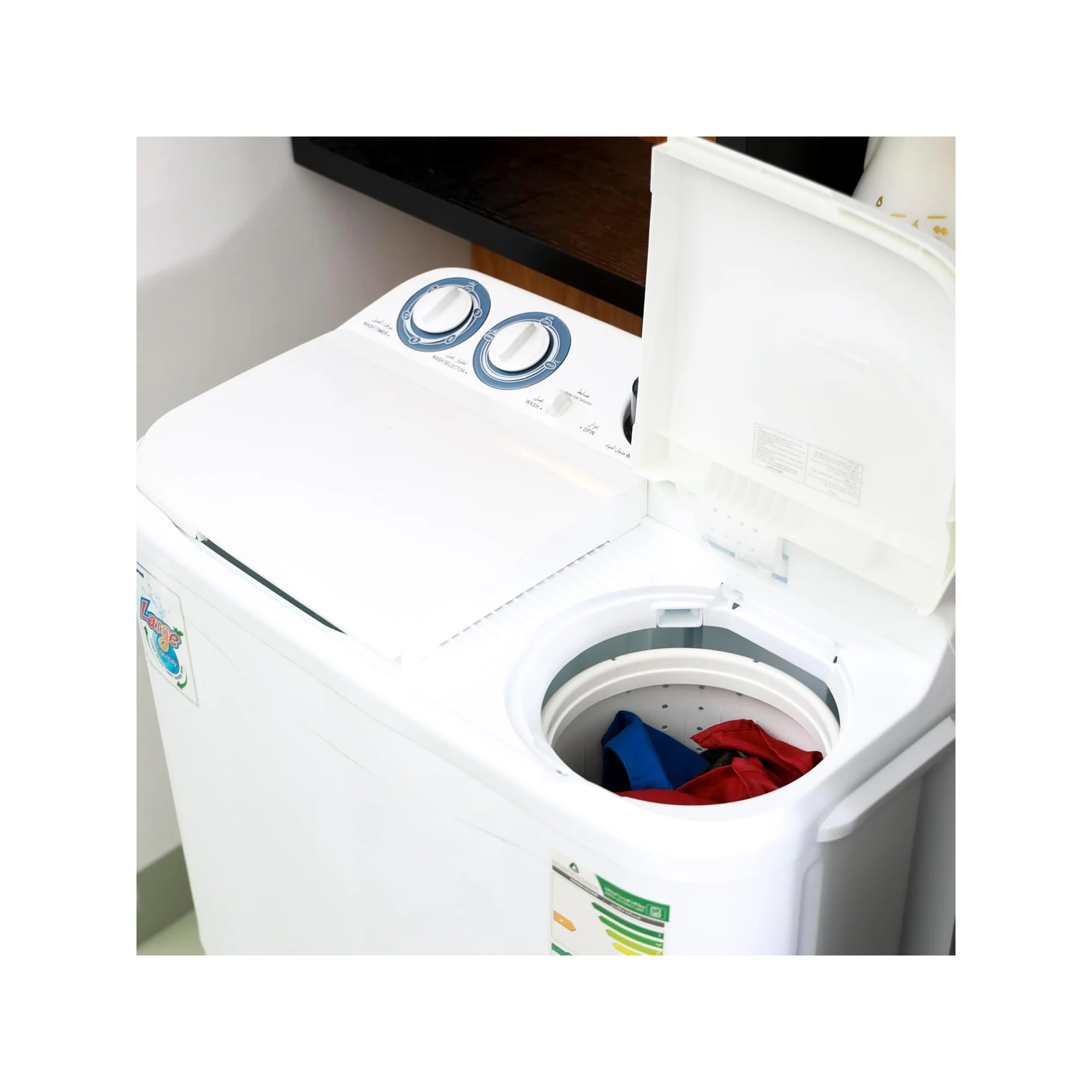 Geepas Twin Tub Washing Machine 7.2KG – Semi Automatic Ripple Pulsator Spin Dry GSWM6468 - Image 9