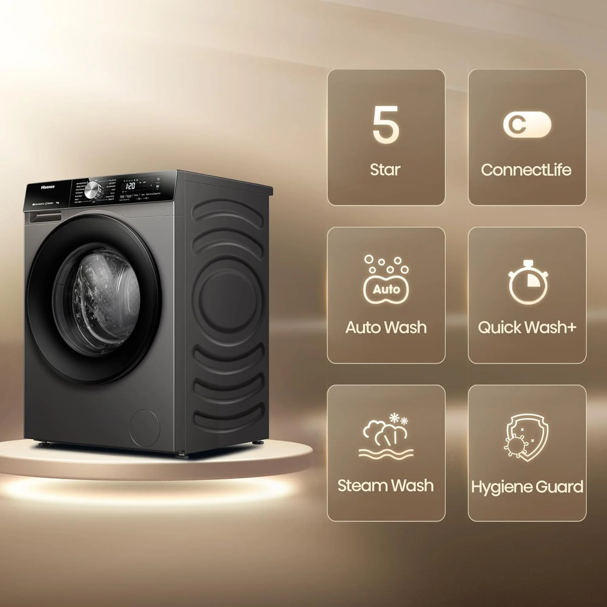 Hisense 10/6 kg Washer Dryer – 1400 RPM Inverter Motor Steam Refresh Smart WiFi WD3S1043BT - Image 6