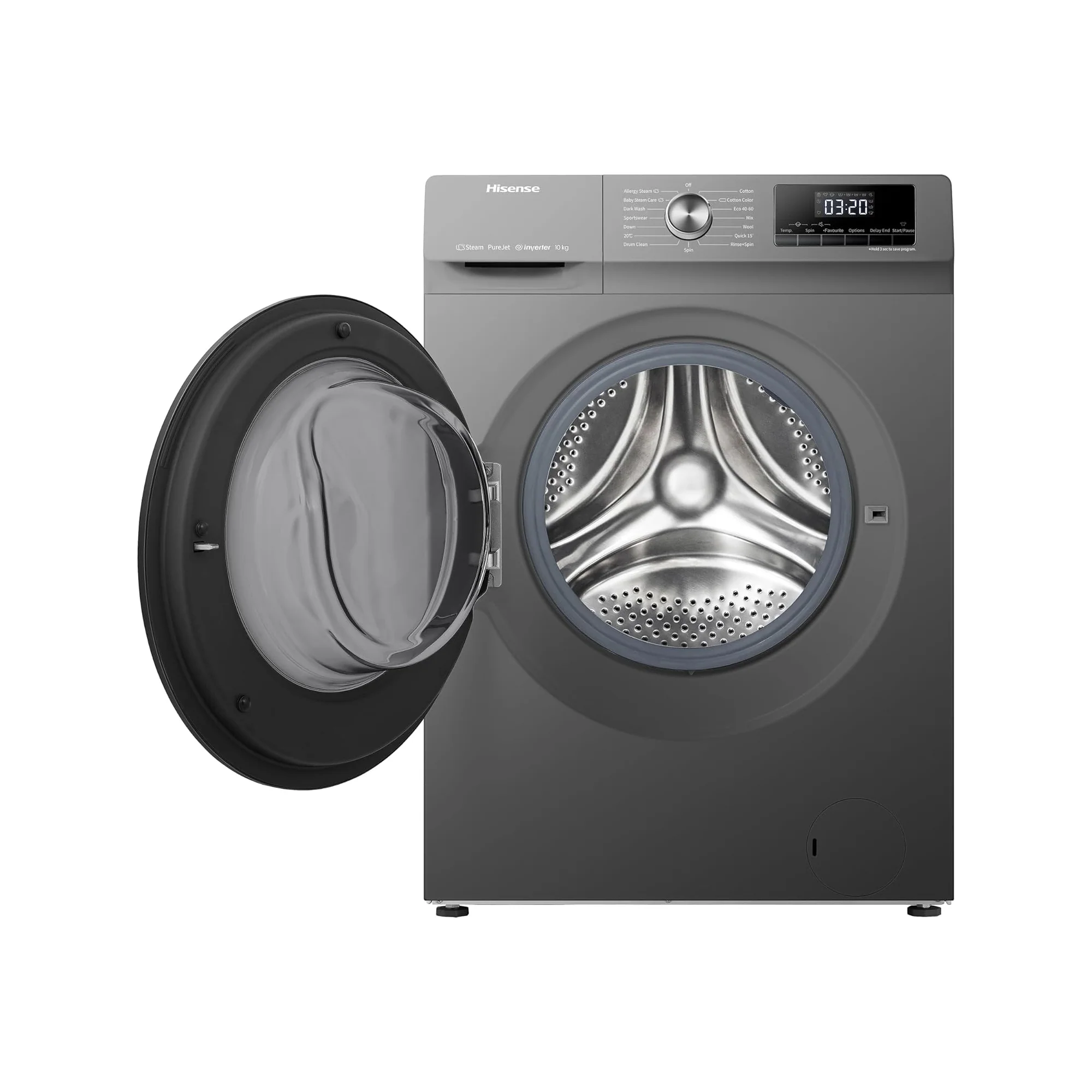 Hisense 10kg Front Load Washing Machine – Inverter Motor Steam Care Quick Wash WFQY1014EVJMT - Image 2