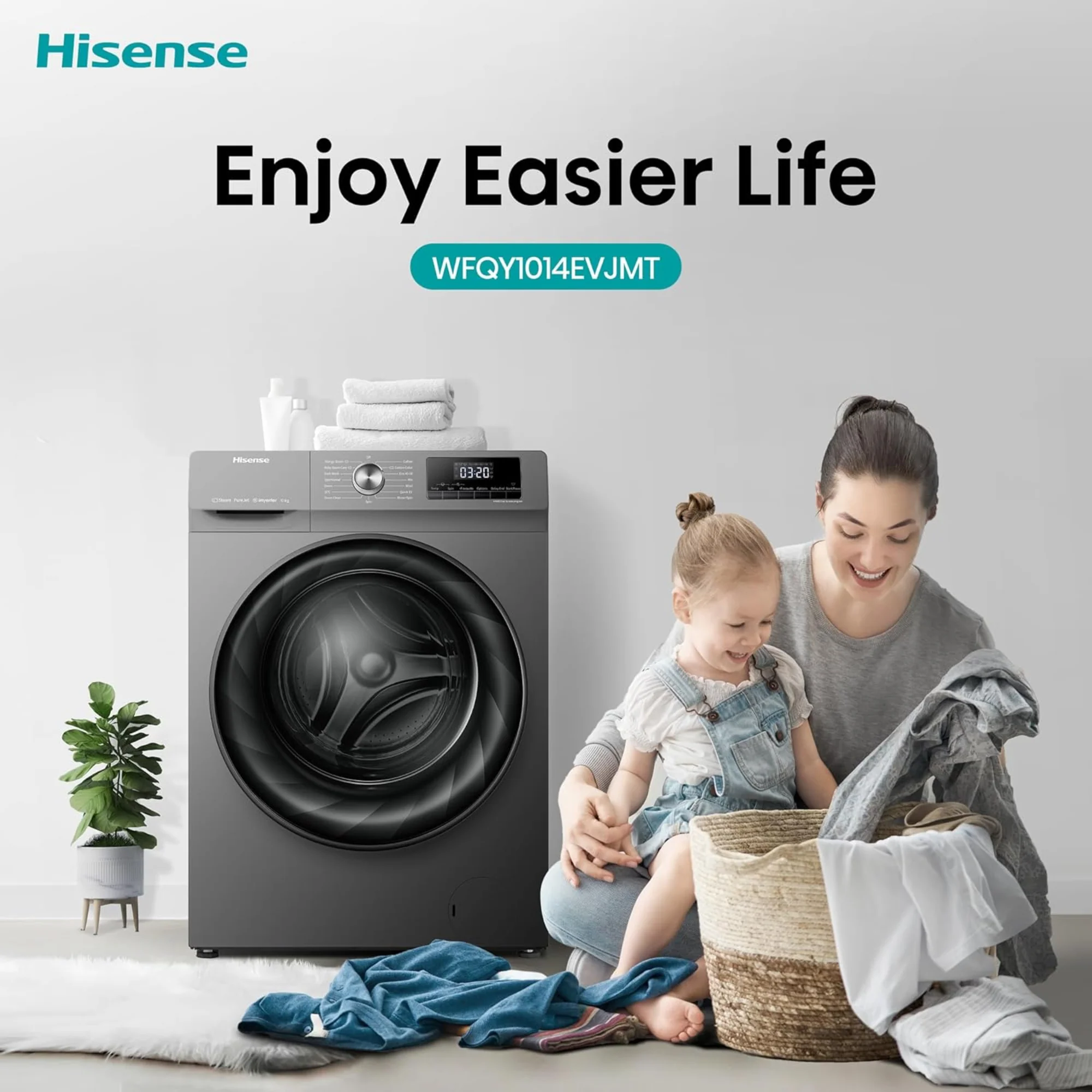 Hisense 10kg Front Load Washing Machine – Inverter Motor Steam Care Quick Wash WFQY1014EVJMT - Image 6