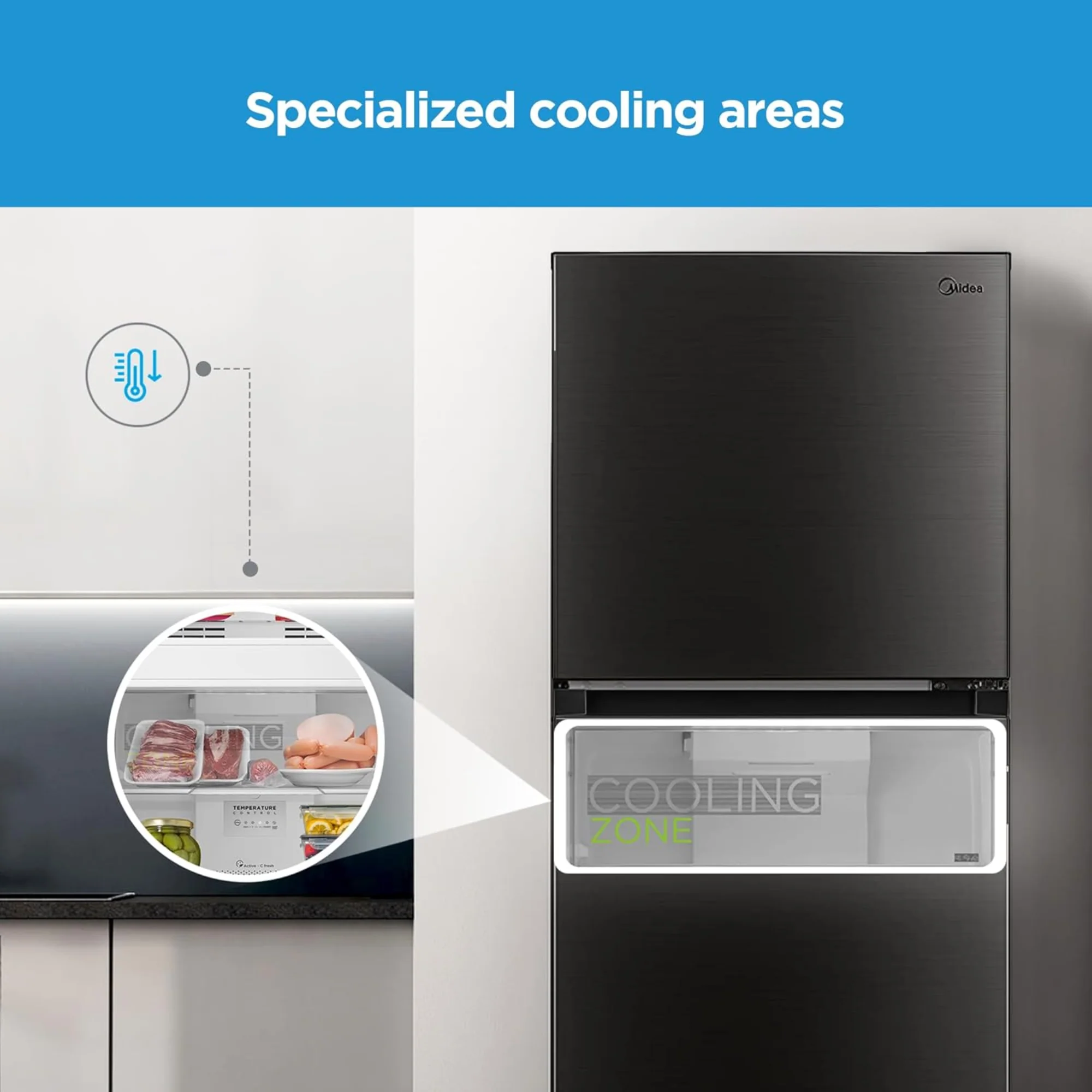 Midea 390 Liter Top Mount Refrigerator – No Frost Multi Air Flow Smart Sensor Electronic Control MDRT390MTE28 - Image 3
