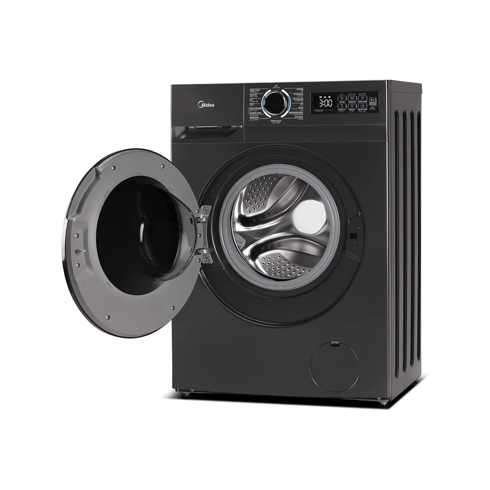 Midea 8kg Front Load Washing Machine – 1400 RPM Inverter Motor Steam Care 15 Programs MF110W80B/T-GCC - Image 4