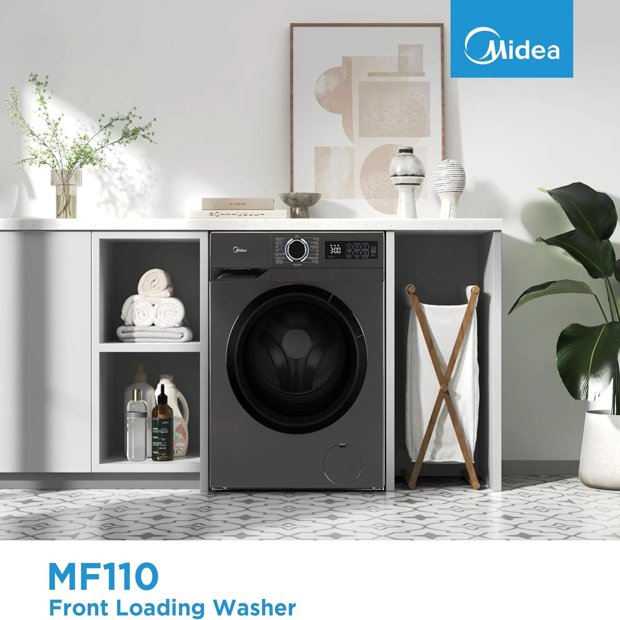 Midea 8kg Front Load Washing Machine – 1400 RPM Inverter Motor Steam Care 15 Programs MF110W80B/T-GCC - Image 7