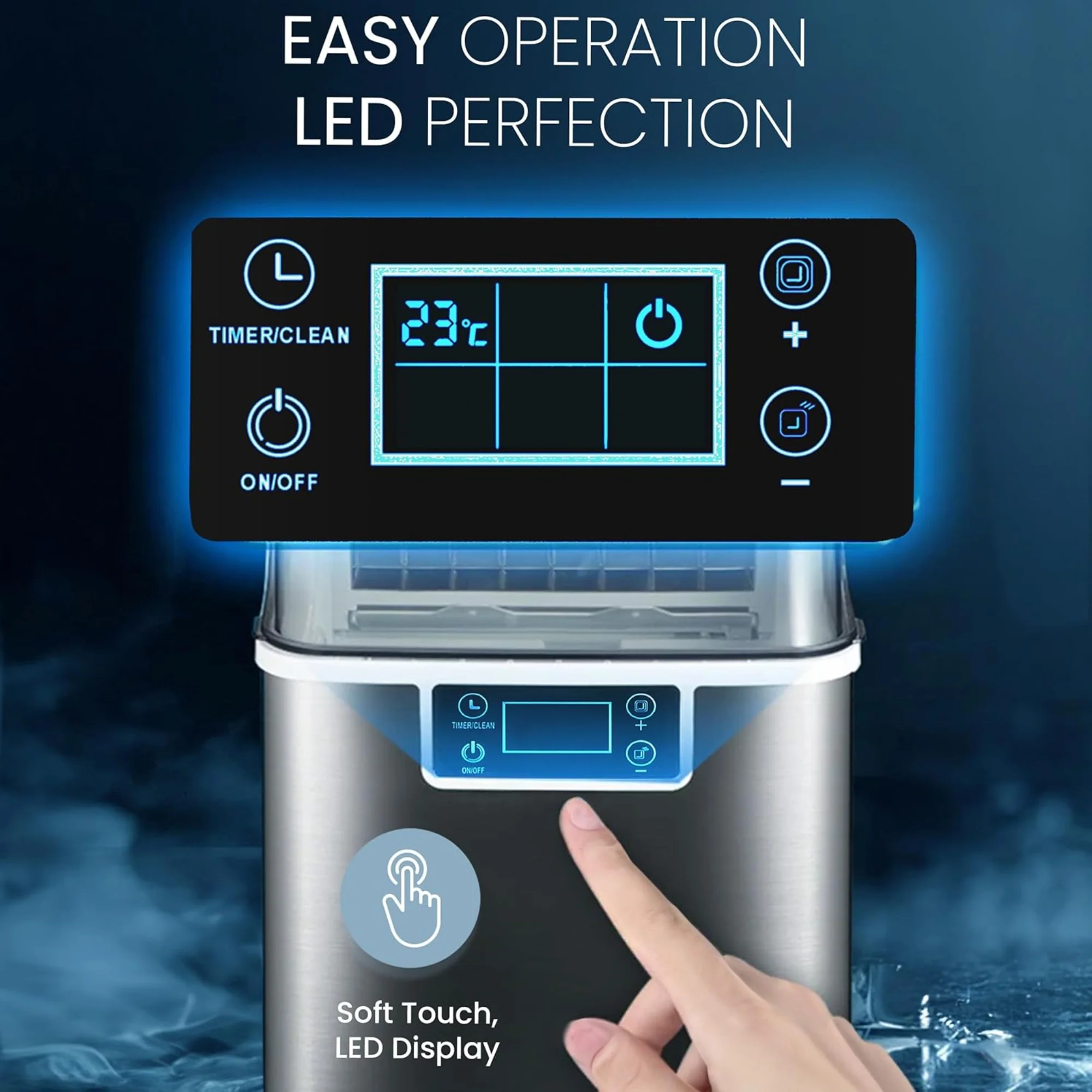 Nobel Ice Maker – 20/25kg Daily Capacity 3.2L Tank LED Display Infrared Sensor R290 Refrigerant NIM27 - Image 5