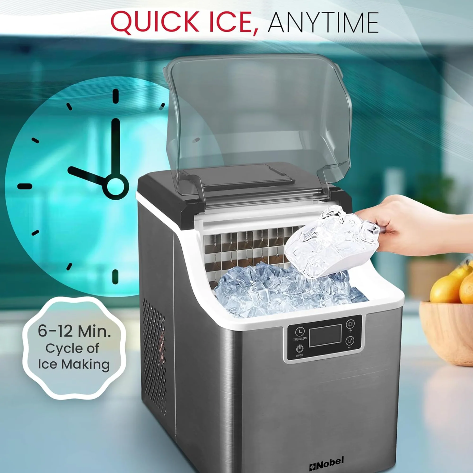 Nobel Ice Maker – 20/25kg Daily Capacity 3.2L Tank LED Display Infrared Sensor R290 Refrigerant NIM27 - Image 7