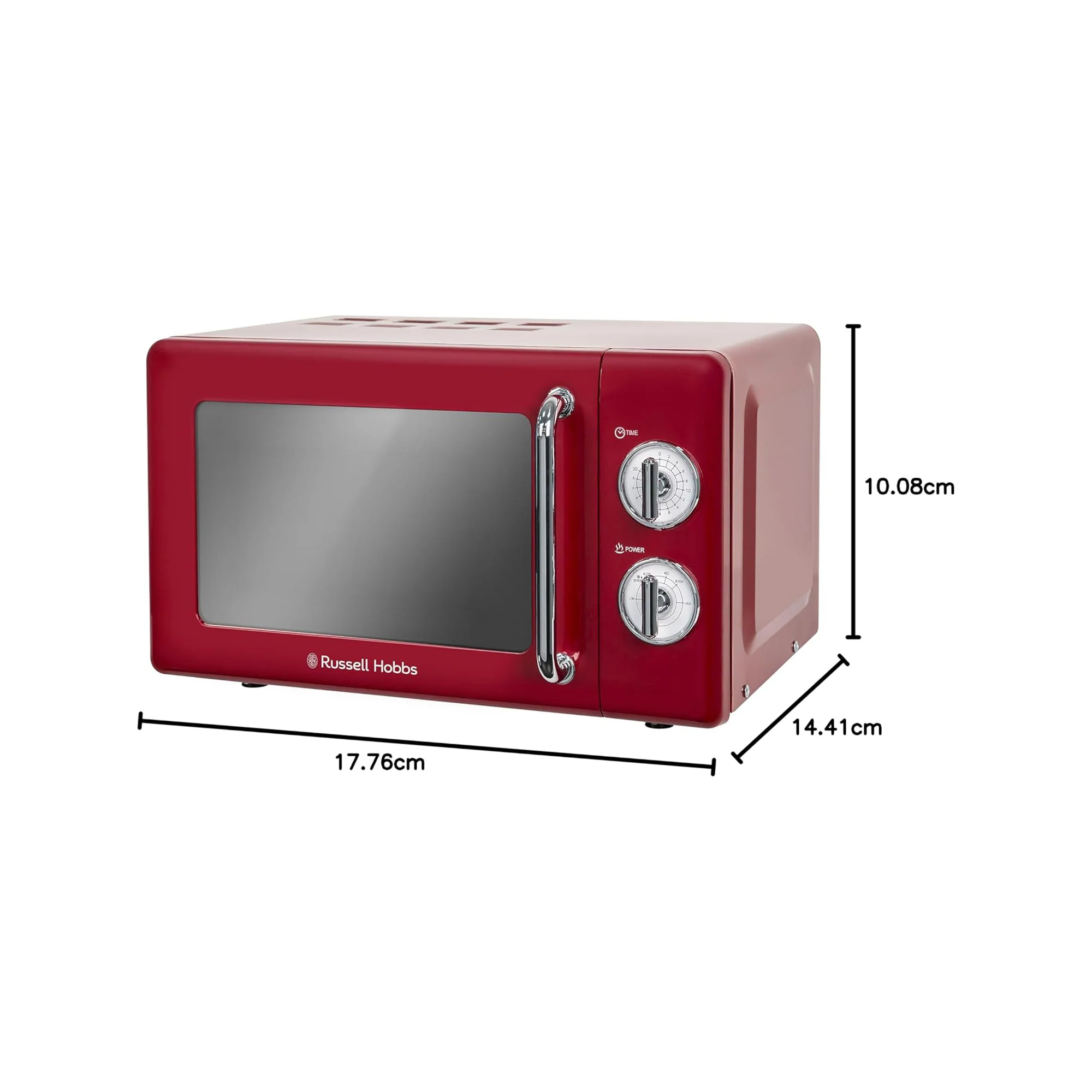 Russell Hobbs 17 Liter Retro Microwave Oven – 700W 5 Power Levels Defrost Function Manual Control RHRETMM705R - Image 3