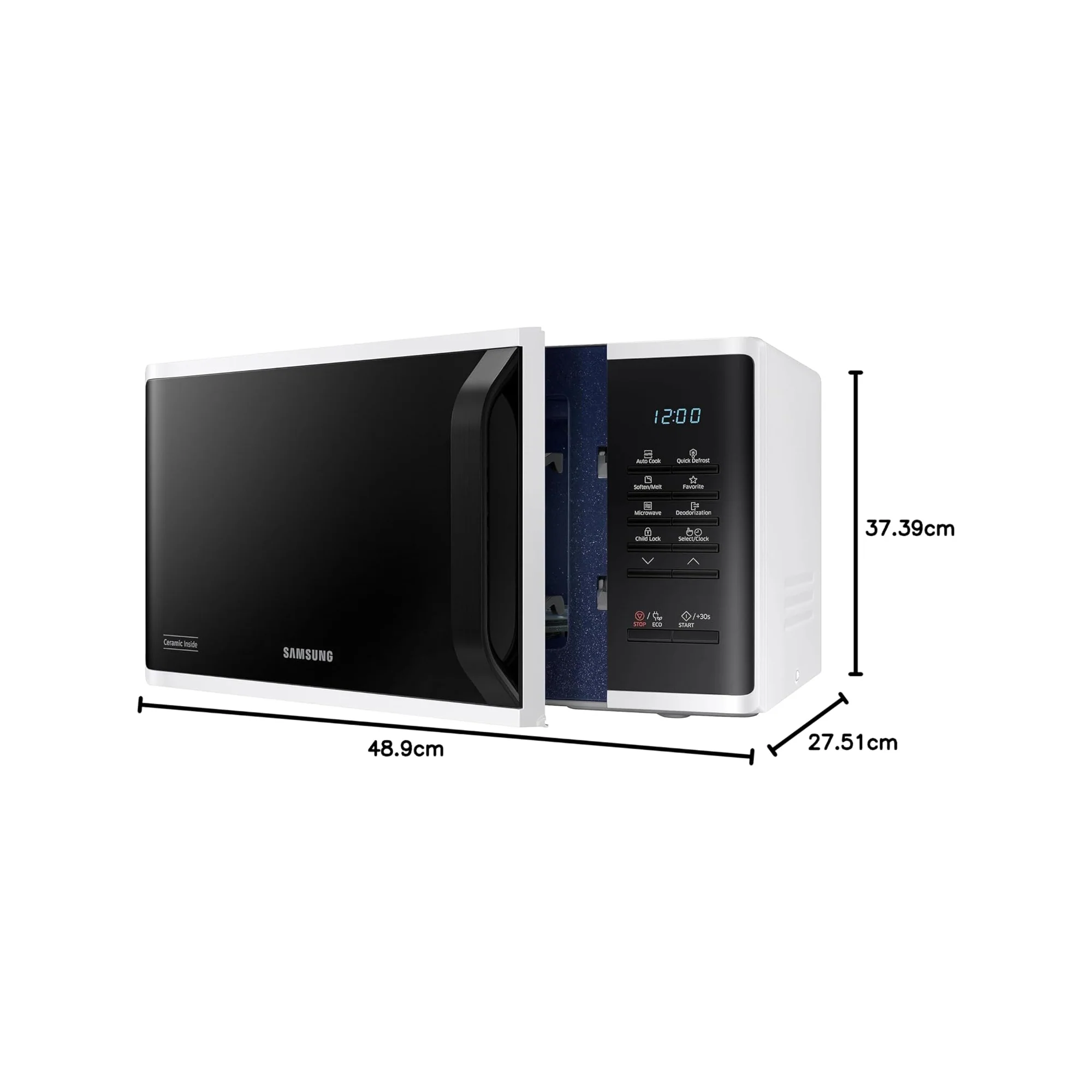 Samsung 23 Liter Solo Microwave Oven – 800W Quick Defrost Ceramic Inside Auto Cook MS23K3513AW - Image 4