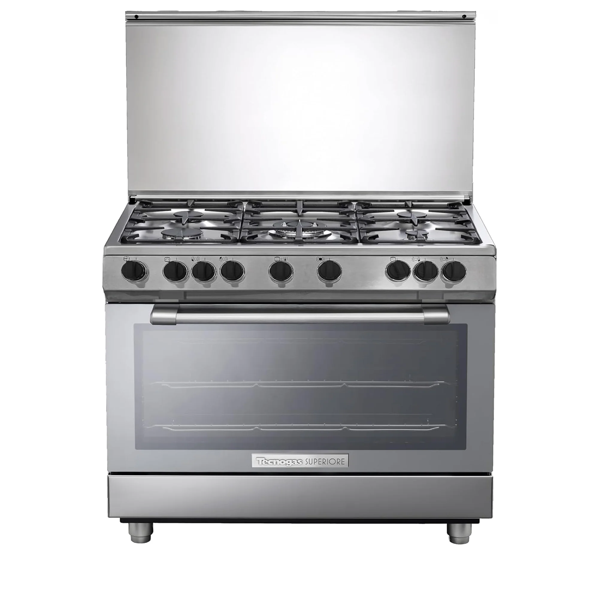 Tecnogas Superiore 90×60 cm Freestanding Gas Cooker with 5 Burners – 133L Convection Fan Oven Stainless Steel N3X96G5VCF