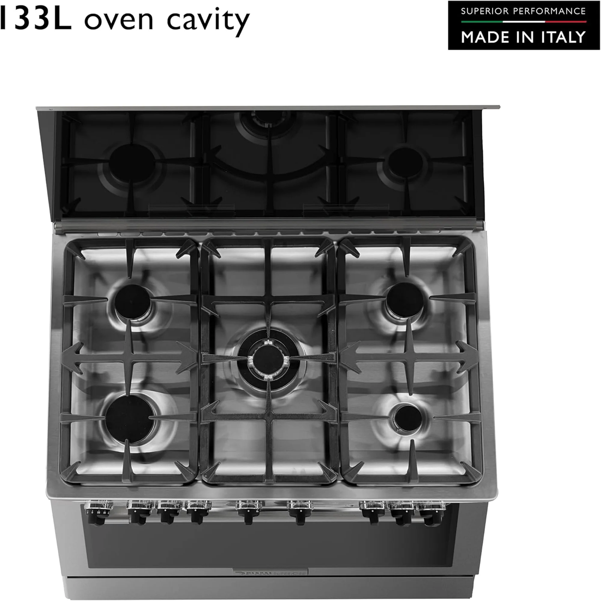 Tecnogas Superiore 90×60 cm Freestanding Gas Cooker with 5 Burners – 133L Convection Fan Oven Stainless Steel N3X96G5VCF - Image 4