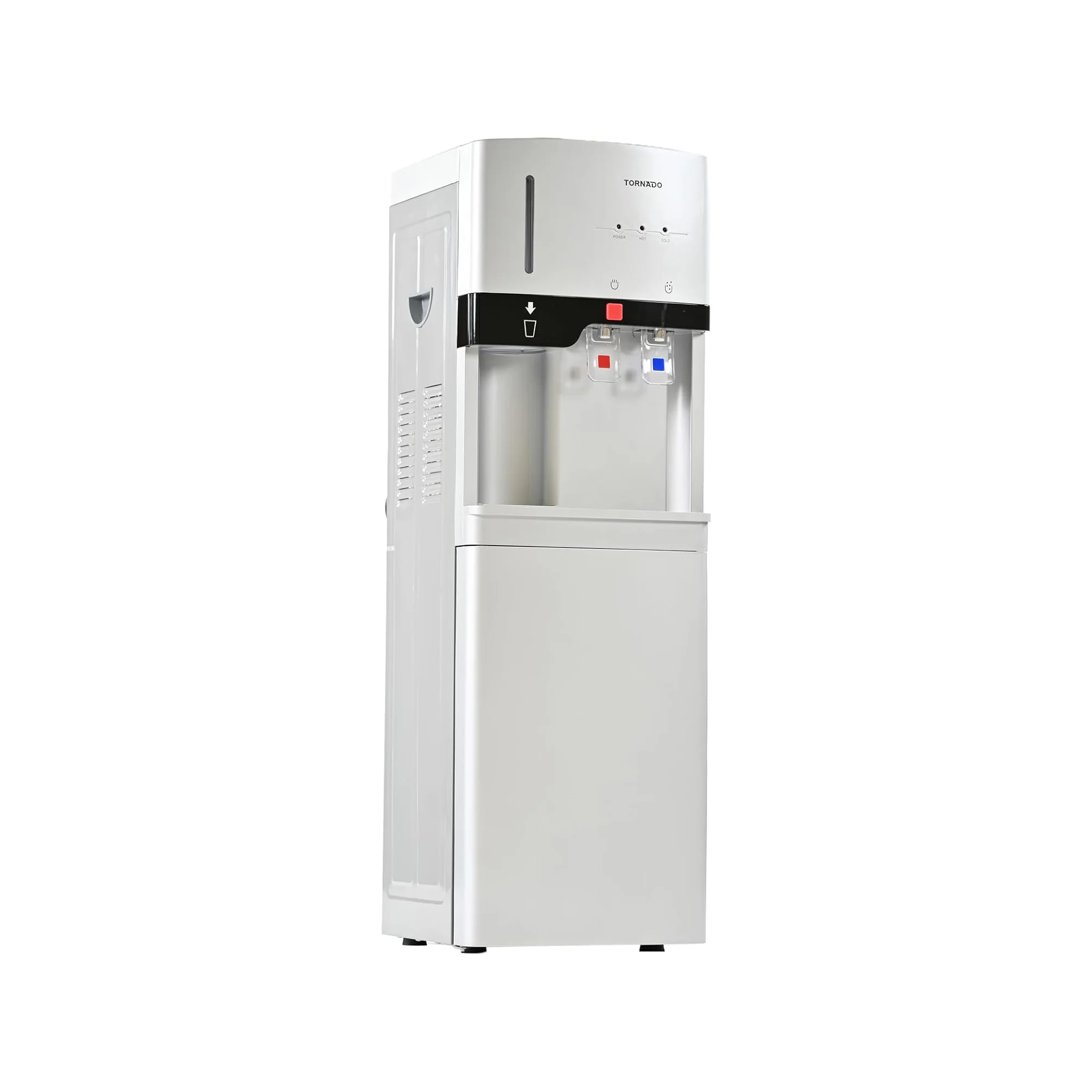 Tornado Top Load Water Dispenser – Hot & Cold Cup Holder Cabinet Storage Silver TWD-L3CHE-S - Image 3