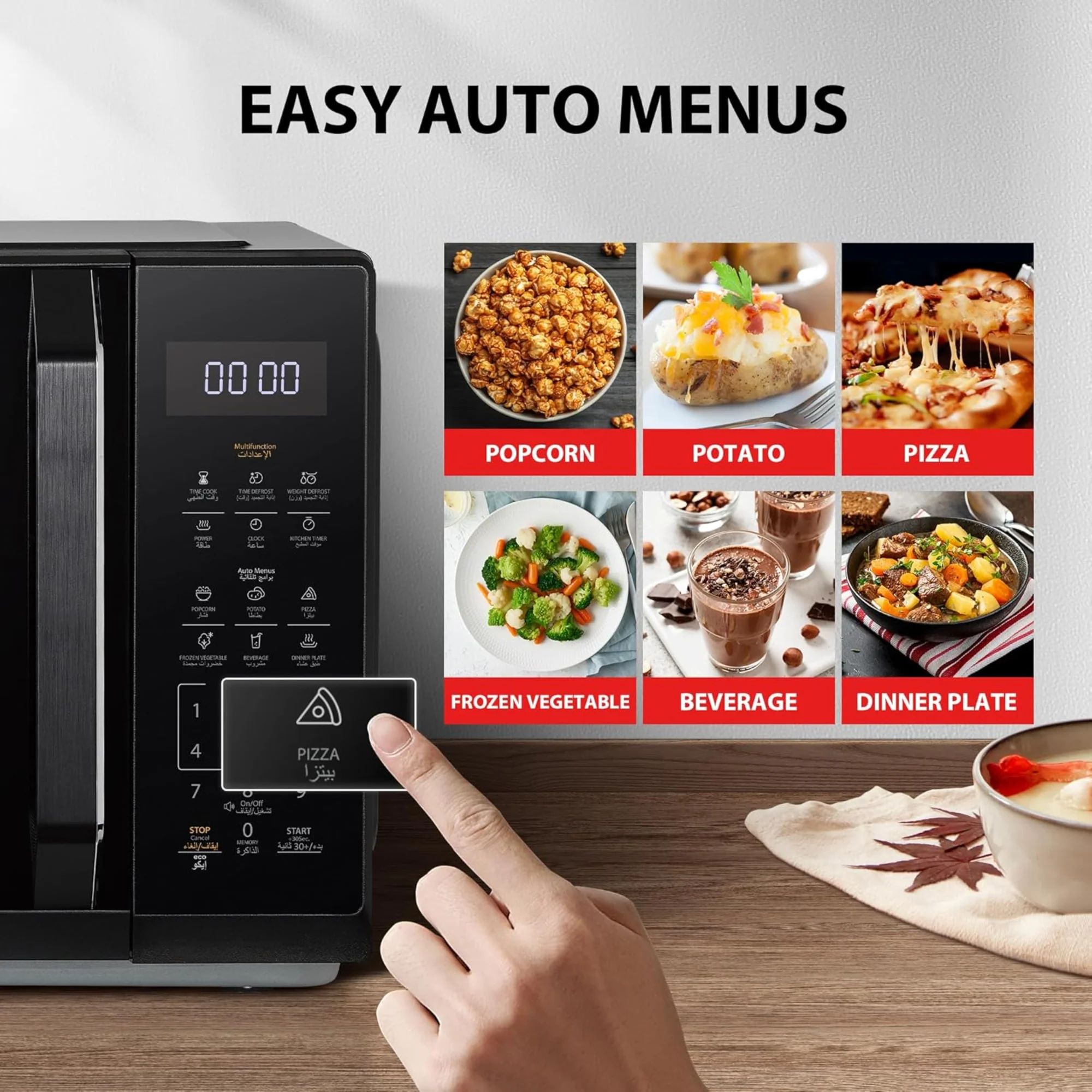 Toshiba 20 Liter Solo Microwave Oven – 800W 11 Power Levels Auto Menu Defrost Function MW3-EM20PE(BK) - Image 4