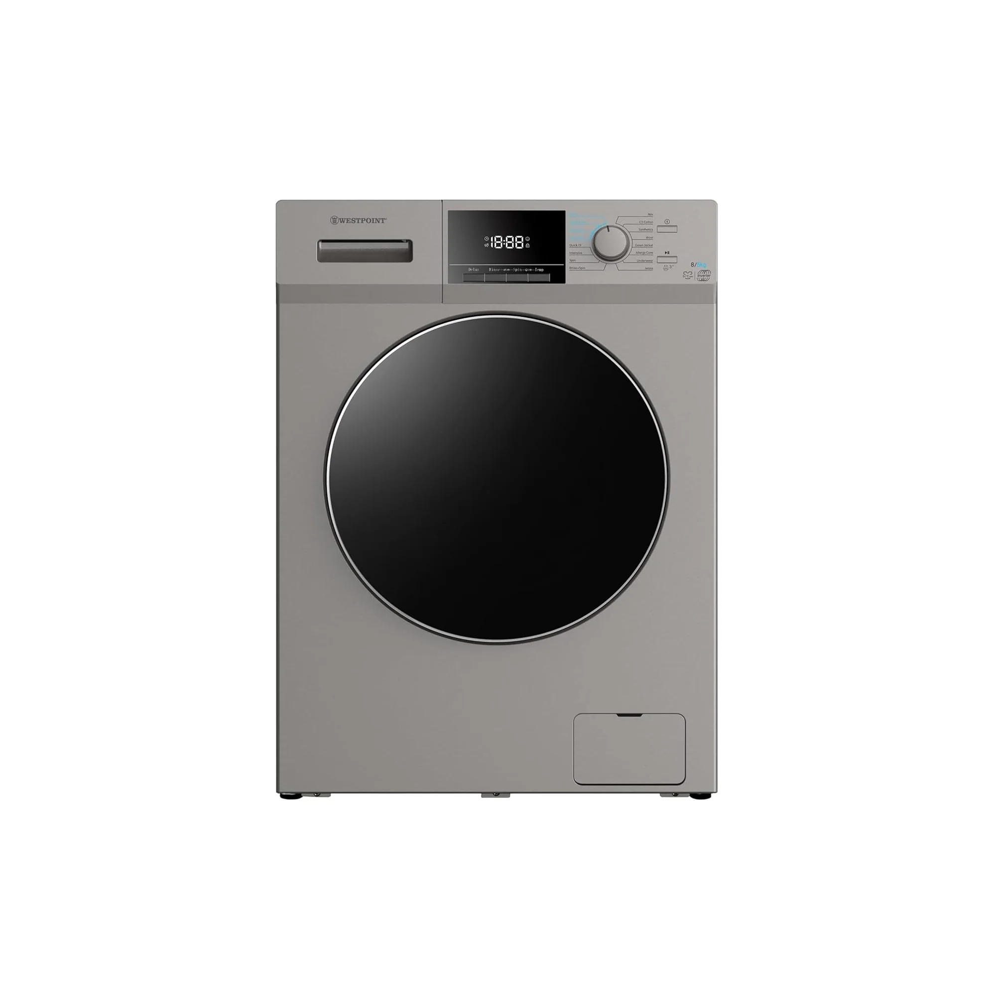 Westpoint 8/5 kg Washer Dryer – 1400 RPM Inverter Motor 12 Programs Quick Wash WDMT-81424ES
